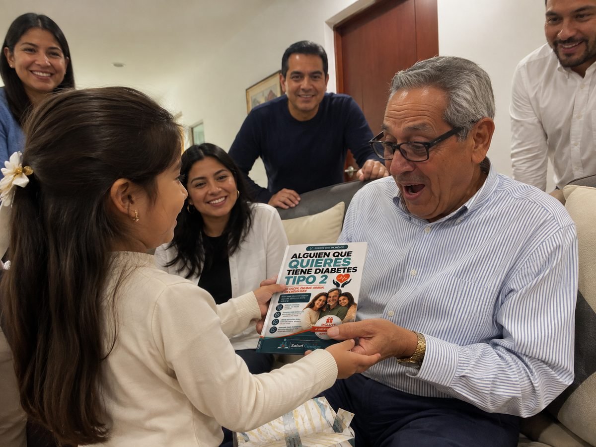 Una familia reunida compartiendo la guía